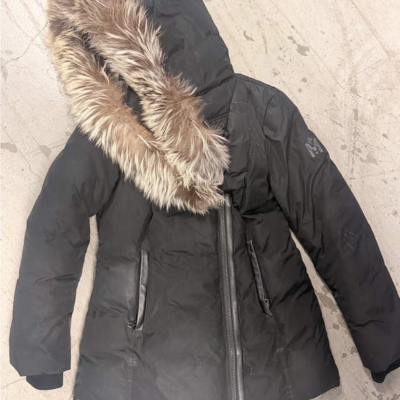 Women’s Mackage Black Puffer Coat with Natural Fur Trim - Picture 4 of 8